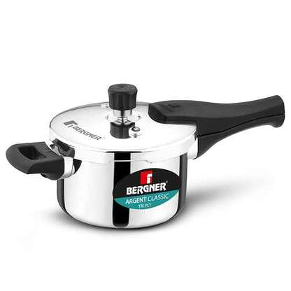 Bergner Argent Classic Triply Stainless Steel 1.5 Liters Outer Lid Pressure Cooker
