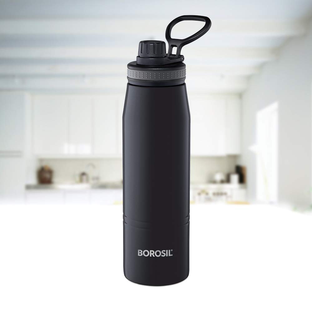 Borosil 900ml Gosports Black Stainless Steel Bottle