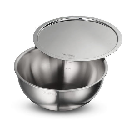 Tramontina AEION Triply 26cm / 4.7L Stainless Steel Tasla with Lid | Kitchen Serving Bowl with Measurement Scale | Gas/Induction Compatible Cookware | Salad Bowl | NSF Certified | 10 Year Warranty