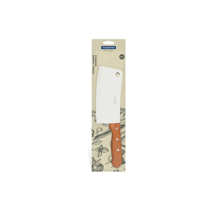 TRAMONTINA Dynamic 17cm Cleaver | Heat-Treated Stainless Steel Blade | Natural Wood Handle with Aluminum Rivets | Powerful & Durable Meat Chopper