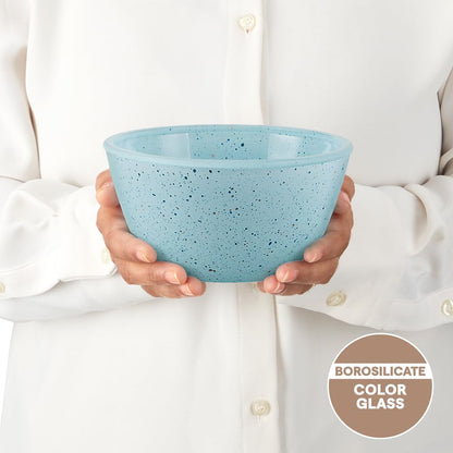 Borosil 750ml Serving & Mixing Bowl | Made in India Borosilicate Glass Bowl for Kitchen & Dinning | Bowl for Mixing Dough, Salad, Batter | Microwave & Dishwasher Safe (Blue)
