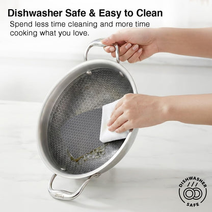 Prestige 24cm/2.7L Tri-Ply Stainless Steel Hexamagic Kadai with Lid| Honeycomb Structure|Durability of Triply|Metal Spoon Friendly| Gas & Induction Compatible|Dishwasher Safe|Low Oil Consumption|Grey