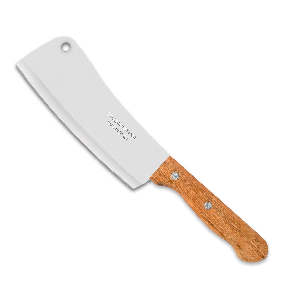 TRAMONTINA Dynamic 15cm Cleaver | Heat-Treated Stainless Steel Blade | Natural Wood Handle with Aluminum Rivets | Powerful & Durable Meat Chopper