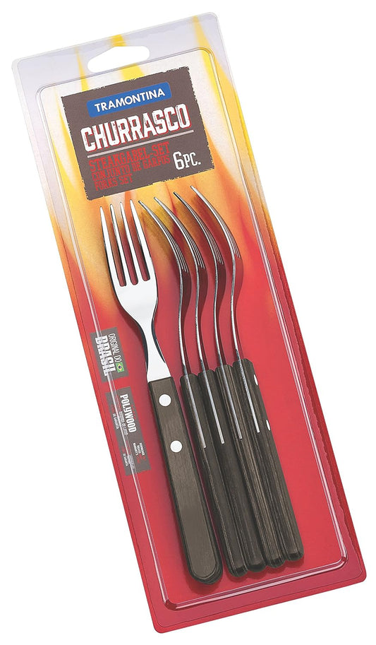 Tramontina Jumbo Forks Set, Stainless Steel, Brown, 30 x 30 x 30 cm