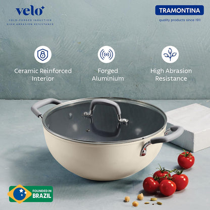 TRAMONTINA Velo 20cm / 1.9L Kadai with Lid Beige