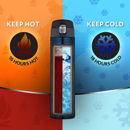 Borosil Hydra Nova 500 ml Stainless Steel Water Bottle | Double Wall Vacuum Insulated Flask | 16 Hours Hot and 18 Hours Cold | Bottle for Office, Gym, School, College | 1 Year Warranty | Blue