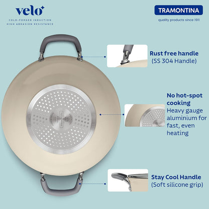 TRAMONTINA Velo 20cm / 1.9L Kadai with Lid Beige
