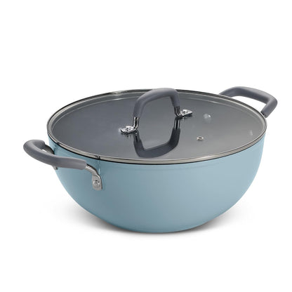 TRAMONTINA Velo 20cm / 1.9L Shallow Kadai with Lid Blue