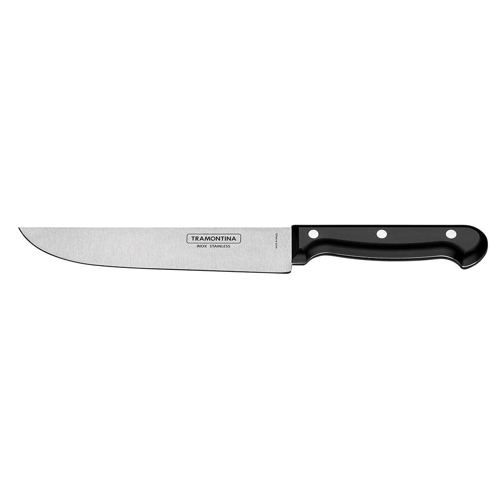TRAMONTINA Ultracorte 6-Inch Kitchen Knife | Stainless Steel Blade | Black Polypropylene Handle | Dishwasher Safe | Antimicrobial Protection