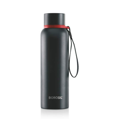 Borosil 850 ml Trek Stainless Steel Water Bottle, 20 Hrs Hot & 24 Hrs Cold