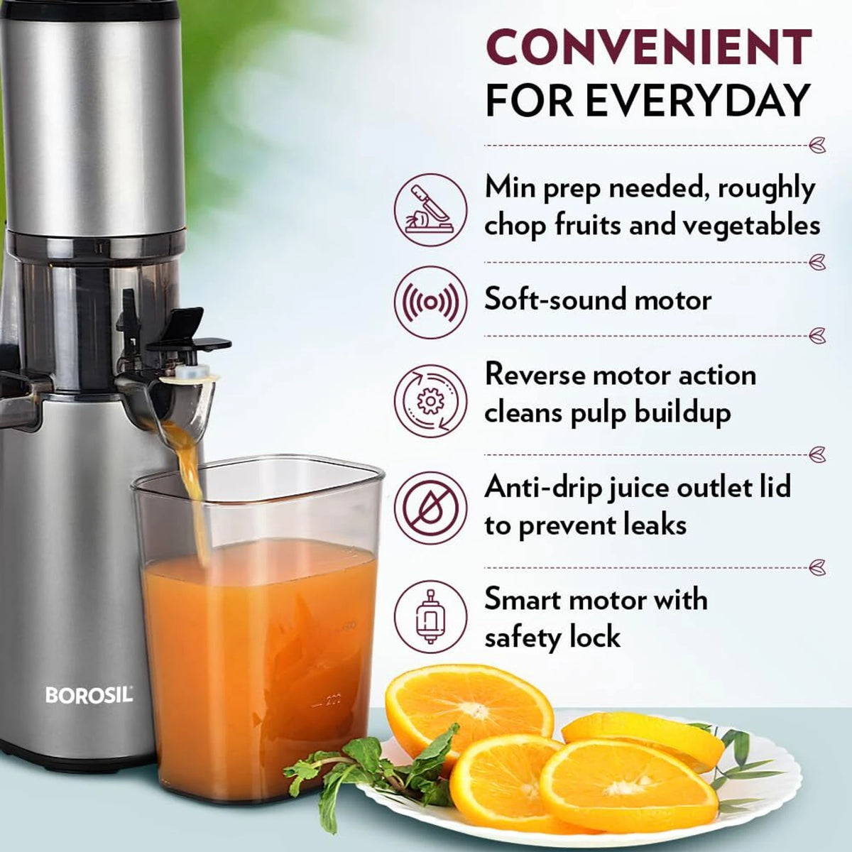BOROSIL Smart Juicer 200 W Juicer (BSJU13WB03 | 1 Jar | Grey)
