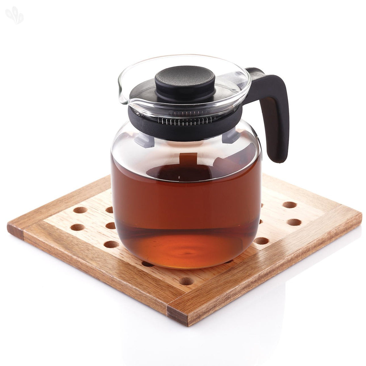 Borosil Carafe Flame Proof Glass Kettle with Inbuilt Strainer (Black, 1L)
