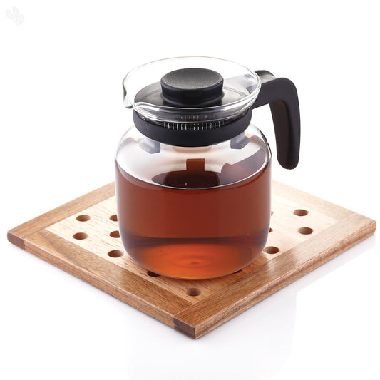 Borosil Carafe Flame Proof Glass Kettle with Inbuilt Strainer (Black, 1 L)