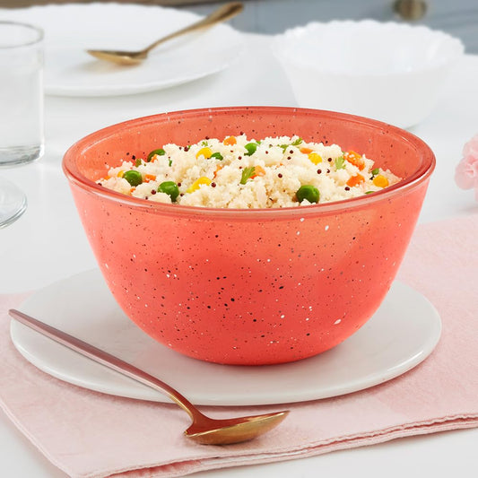 Borosil 1 L Kube Pink Serving & Mixing Bowl