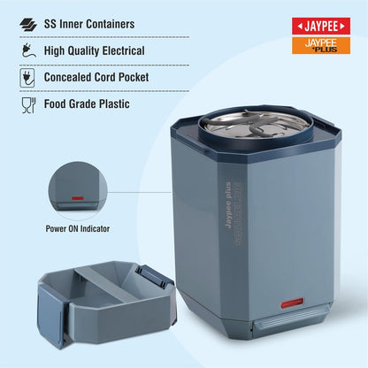 Jaypee Plus Squareline Electric Lunch Box 3 Stainless Steel containers