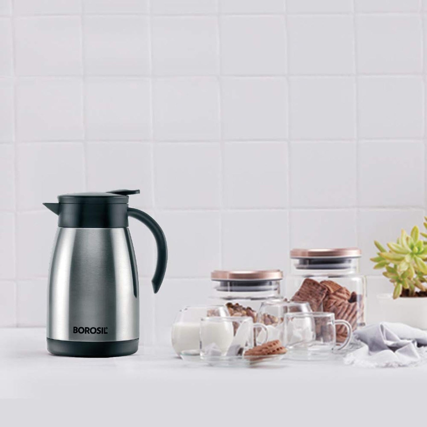 Borosil Stainless Steel 1500ml Teapot with Handle