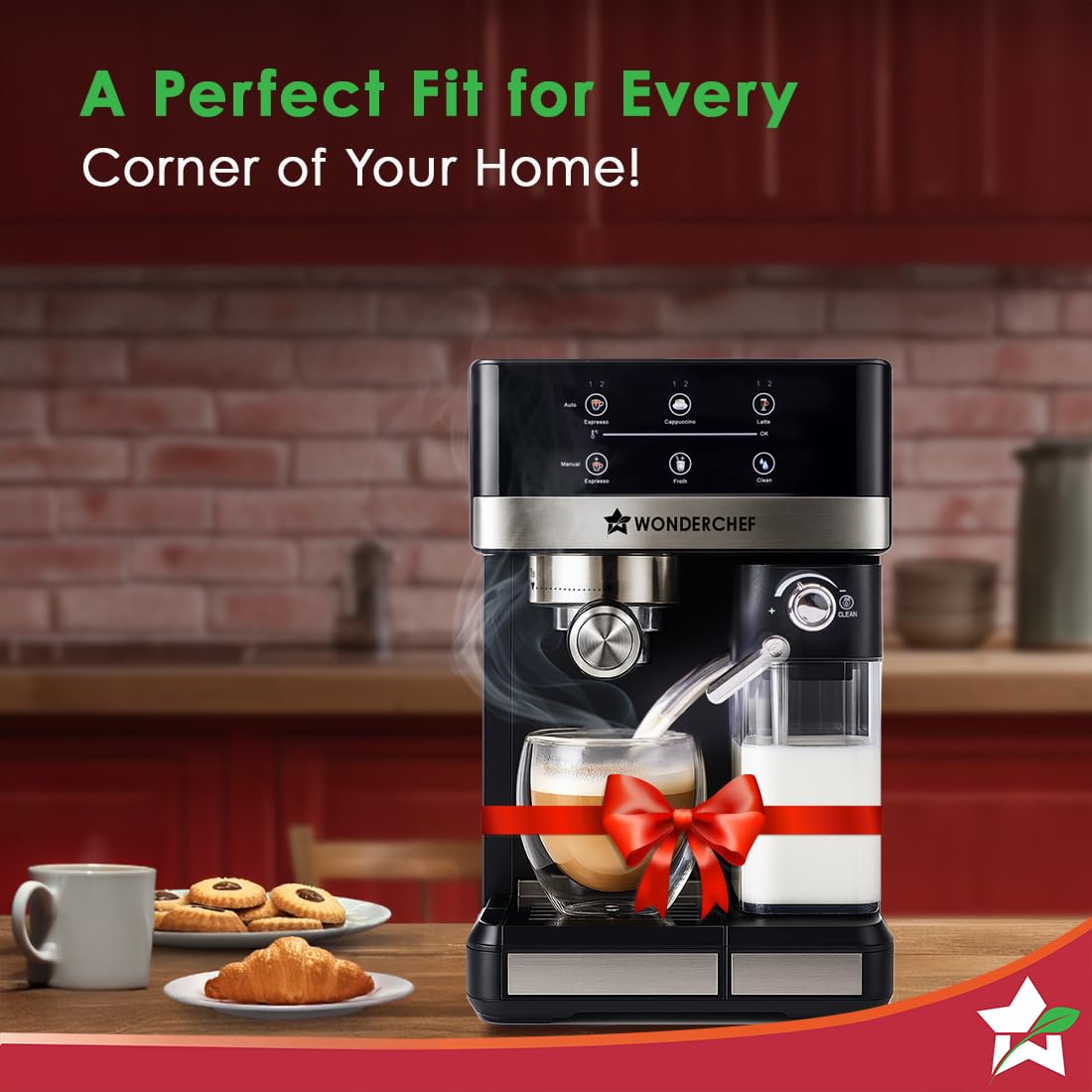Wonderchef Regalia Automatic Coffee Maker, 20-bar with Auto-Frother, Make Espressos