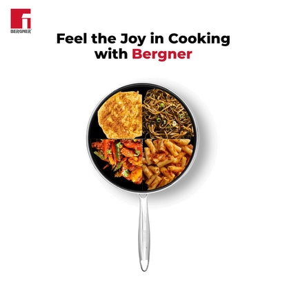 Bergner Hi-Tech TriPly Stainless Steel 20cm Frypan, Honeycomb Non-Stick Coating Frying Pan