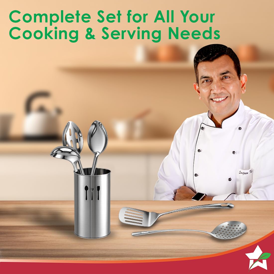 Wonderchef Venice 6 Pcs. Stainless-steel Kitchen Tools with Organiser Set,