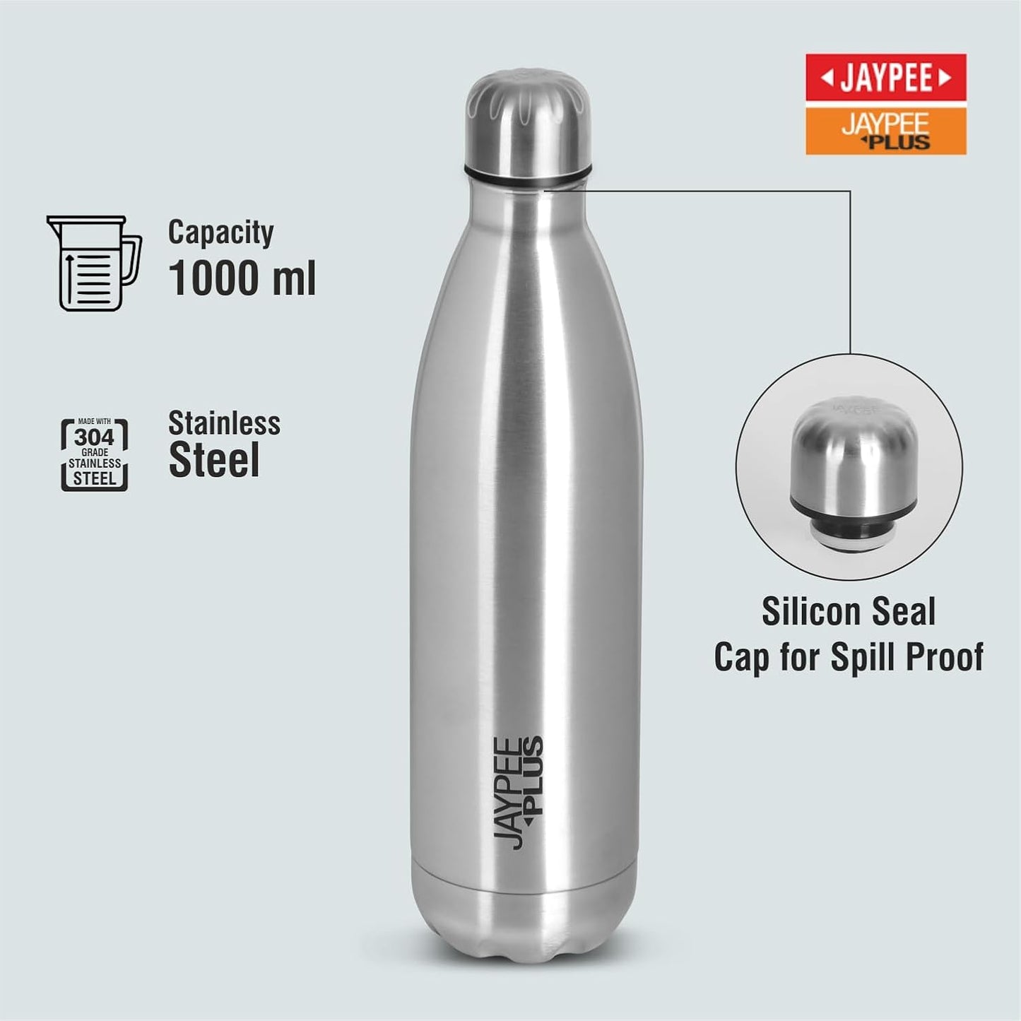 Jaypee Plus Alpha Vaccum Insulated Double Wall Thermosteel Flask 1000 ml water Bottle