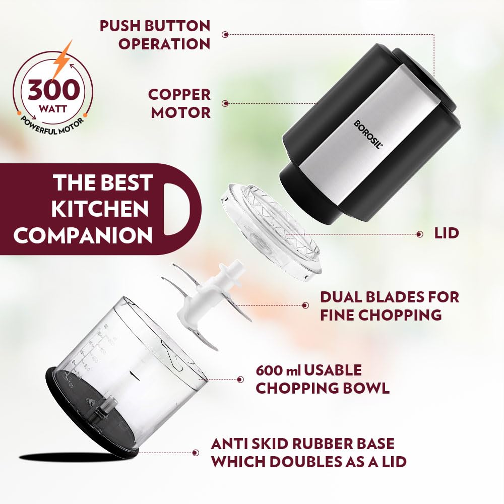 Borosil Chef Delite 300 Watts Electric Chopper