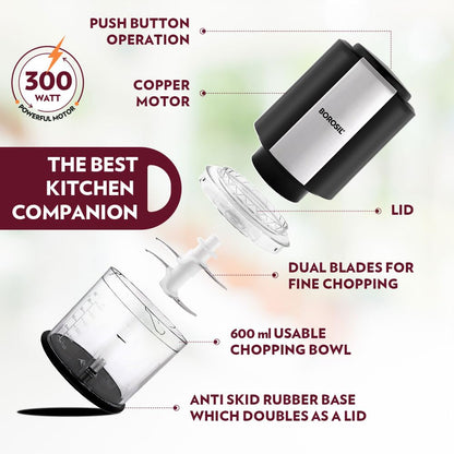 Borosil Chef Delite 300 Watts Electric Chopper
