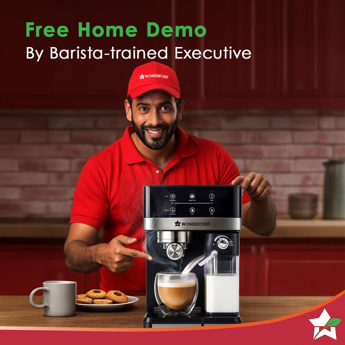 Wonderchef Regalia Automatic Coffee Maker, 20-bar with Auto-Frother, Make Espressos