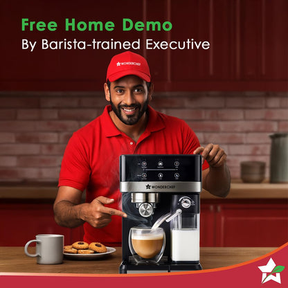 Wonderchef Regalia Automatic Coffee Maker, 20-bar with Auto-Frother, Make Espressos