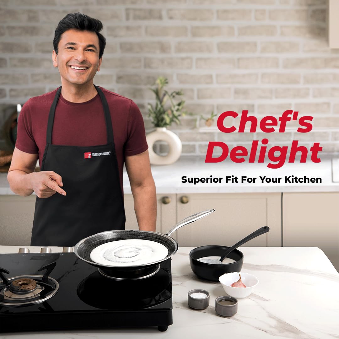 Bergner Hitech Prism TriPly Stainless Steel 30 cm Tawa, Non Stick Tawa for Roti/Dosa/Chapati, Induction Bottom and Gas Ready