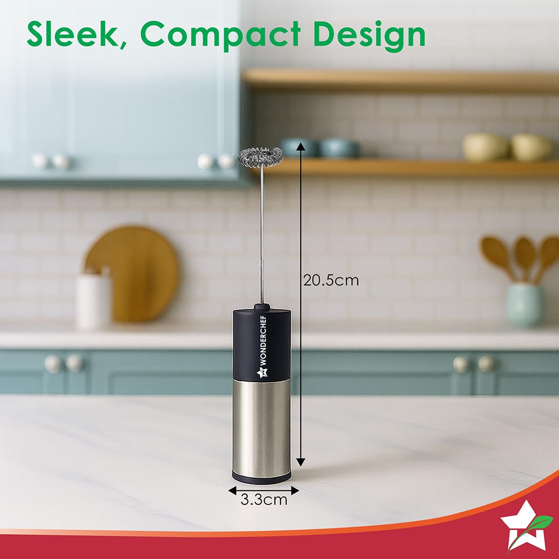 Wonderchef Regalia 6W Milk Frother for Coffee - Handheld Battery-Operated for Coffee
