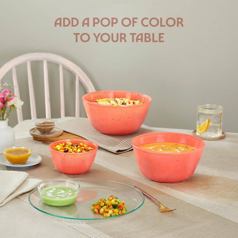 Borosil 750ml Kube Pink Serving & Mixing Bowl