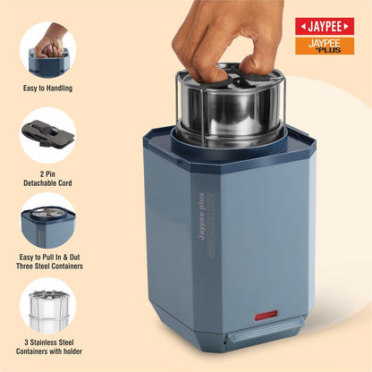 Jaypee Plus Squareline Electric Lunch Box 3 Stainless Steel containers