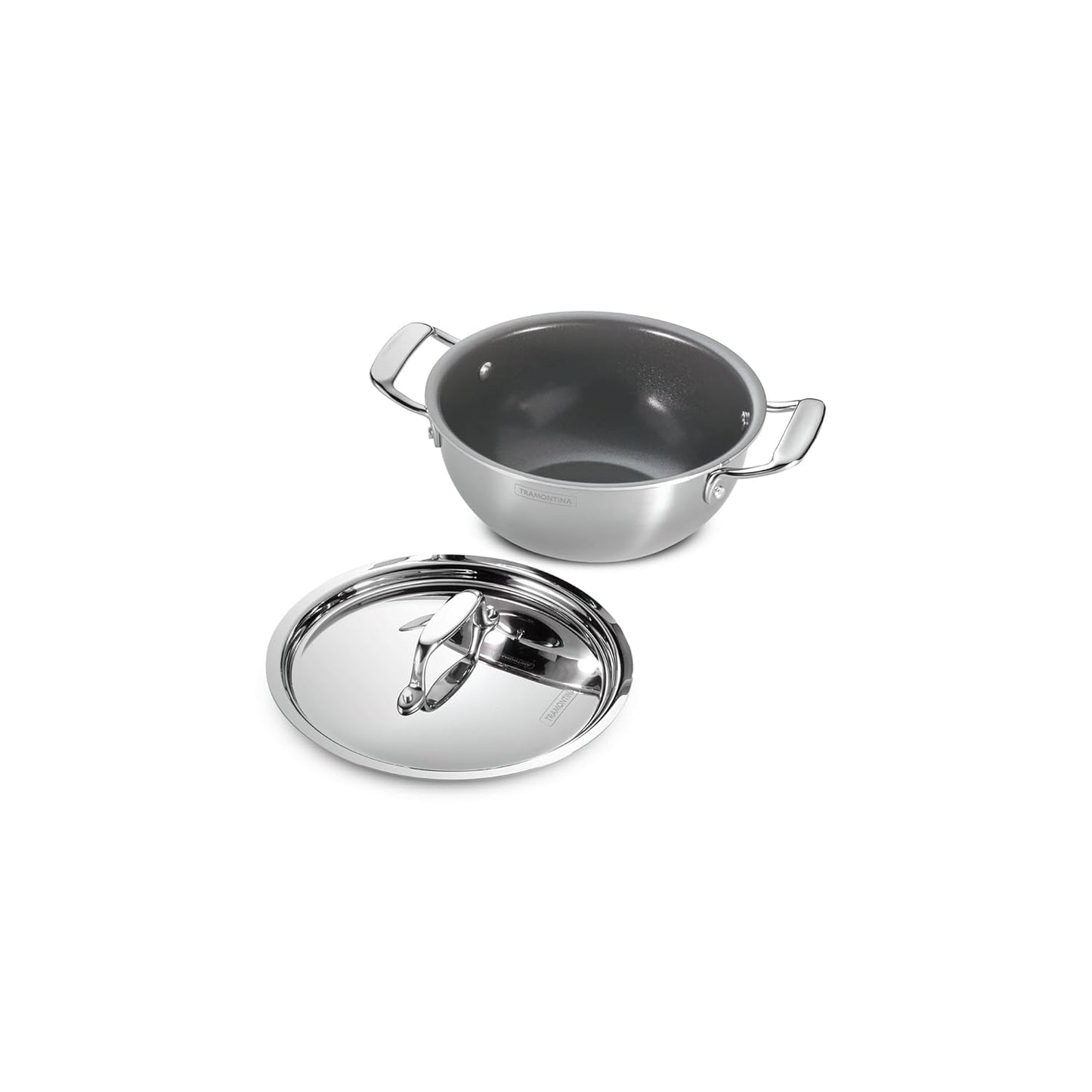 Tramontina FUSAO EX+ 28cm / 5.8L Ceramic Coated Triply Stainless Steel Deep Kadai with Lid