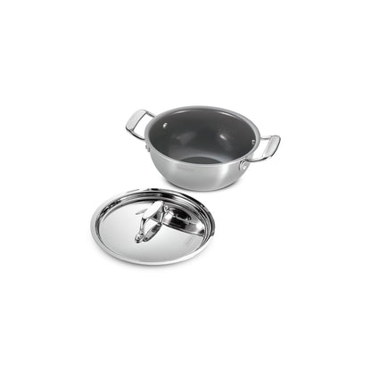 Tramontina FUSAO EX+ 28cm / 5.8L Ceramic Coated Triply Stainless Steel Deep Kadai with Lid