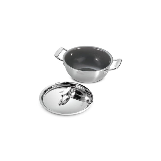 Tramontina FUSAO EX+ 40cm / 14.20L Ceramic Coated Triply Stainless Steel Deep Kadai with Lid