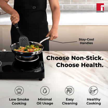 Bergner Hi-Tech TriPly Stainless Steel 20cm Frypan, Honeycomb Non-Stick Coating Frying Pan