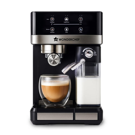 Wonderchef Regalia Automatic Coffee Maker, 20-bar with Auto-Frother, Make Espressos