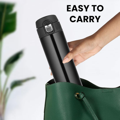 Borosil Hydra Nova Stainless Steel 500 ml Water Bottle | Double Wall Vacuum Insulated | 16 Hours Hot & 18 Hours Cold | Leakproof, BPA Free | 1 Year Warranty, Black