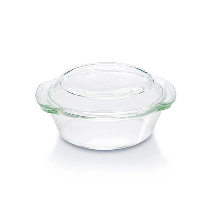 Borosil Casserole with Lid | Borosilicate Glass Bakeware & Serveware Bowl | Microwave, Dishawasher & Oven Safe Multipurpose Bowl for Mixing Dough, Salad, Batter (700 ml)