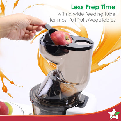 Wonderchef Regenta Full Fruit Juicer | Professional Cold Press | High Juice Yield | 240W | 55 RPM | Fine Strainer | All-in-1 Fruit & Vegetable Juicer | White | 2 Year Warranty