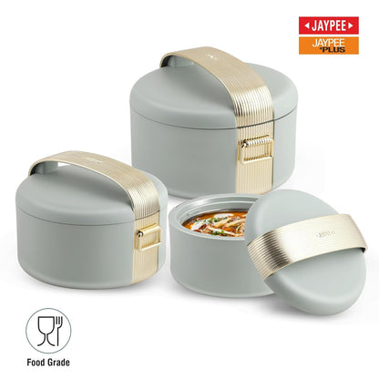 JAYPEE Regalia Inner Stainless Steel Casserole Set of 3 Serving casserole Set Pastle Green