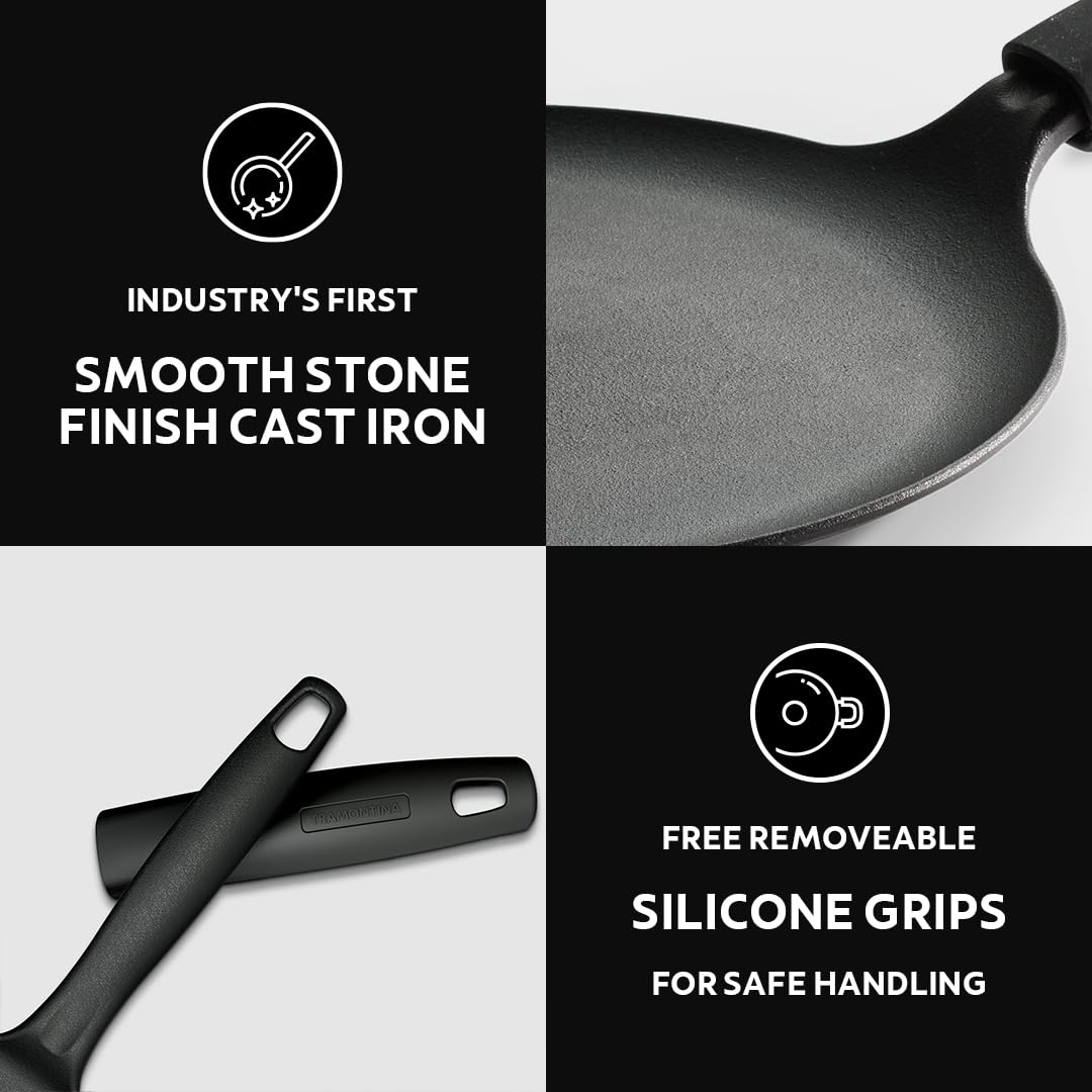 TRAMONTINA TITANEX 24cm Pre-Seasoned Cast Iron Dosa Tawa