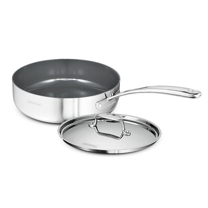 Tramontina Fusao EX+ Ceramic Coated 24cm / 2.8L Triply Stainless Steel Saute Pan with Lid