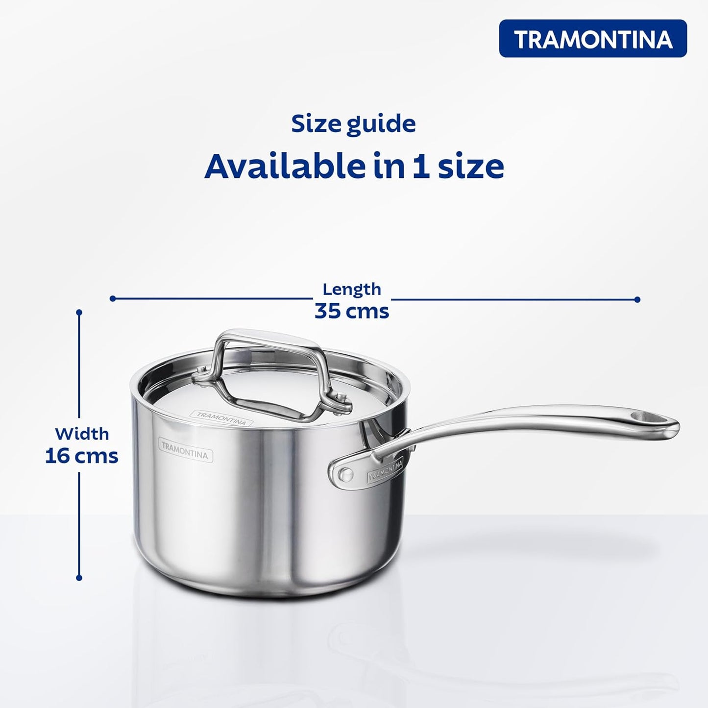 TRAMONTINA Fusao Healthy Triply Ceramic 16cm / 2.1L Sauce Pan EX+ with SS 304 lid