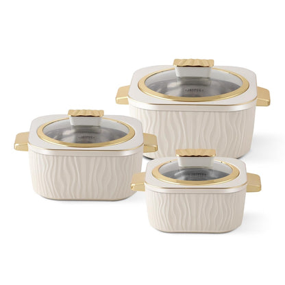 JAYPEE Crinkle Klass Inner Stainless Steel Casserole Set of 3(1000+1500+2000)