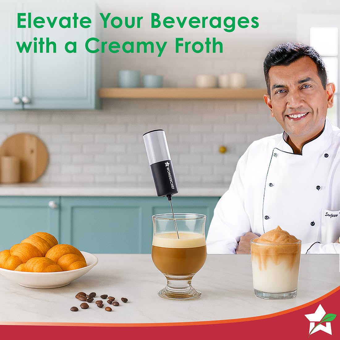 Wonderchef Regalia 6W Milk Frother for Coffee - Handheld Battery-Operated for Coffee