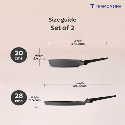 TRAMONTINA Chroma Cookware Set of 2 - Fry Pan 20 cm & Dosa Tawa 28 cm Ceramic