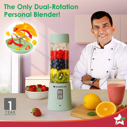 Wonderchef Twister Portable Blender, 500ml, Mint Green