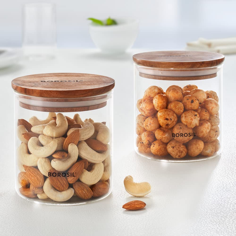 Borosil Classic Storage Jar Set (600ml x 2)