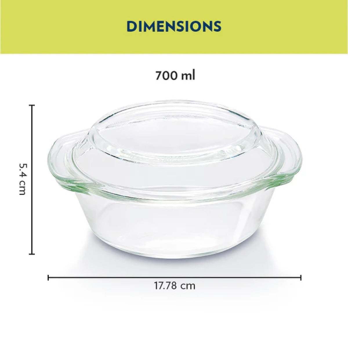 Borosil Casserole with Lid | Borosilicate Glass Bakeware & Serveware Bowl | Microwave, Dishawasher & Oven Safe Multipurpose Bowl for Mixing Dough, Salad, Batter (700 ml)